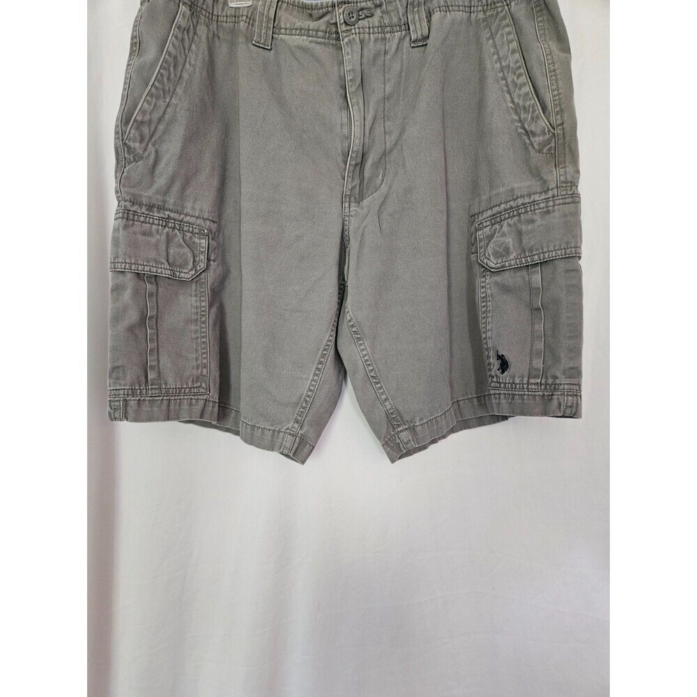 US Polo Assn. Cargo Shorts Men W40 Gray Mid Rise Flat Front Pockets Cotton